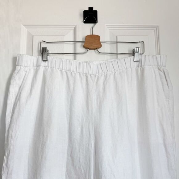 NEW Eileen Fisher 100% Organic Linen Wide Leg Pants in White Full Length 1X - Picture 8 of 11